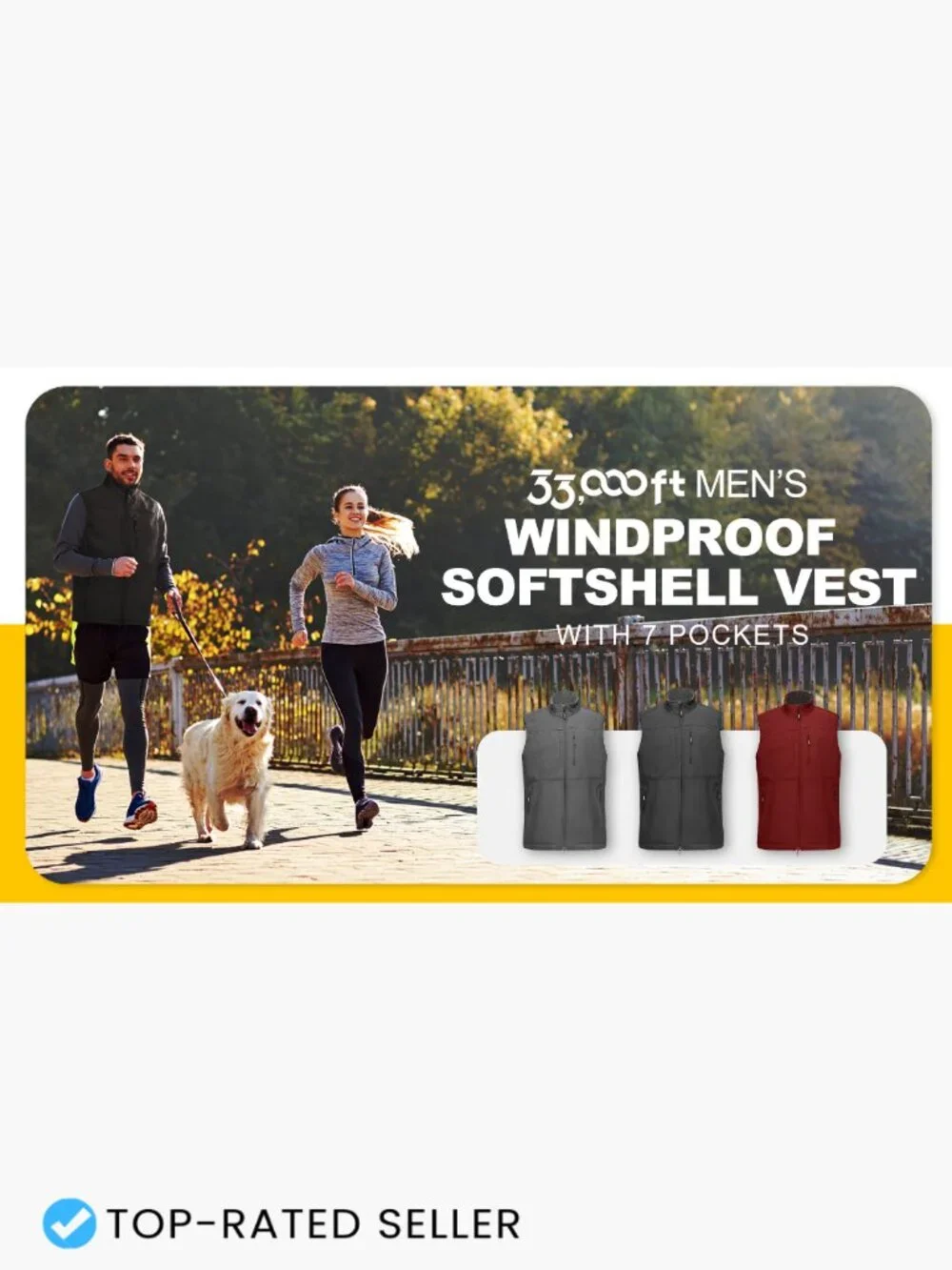 Men's Lightweight Softshell Sleeveless Vest Waterproof Windproof Full Zip Golf